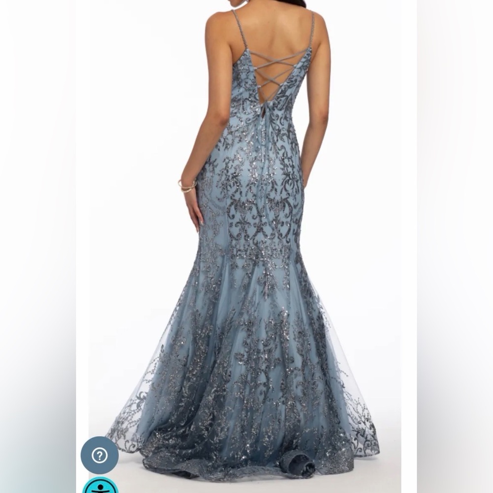 Camille La Vie blue silver Mermaid Lace Dress Prom elegant - Picture 4 of 6